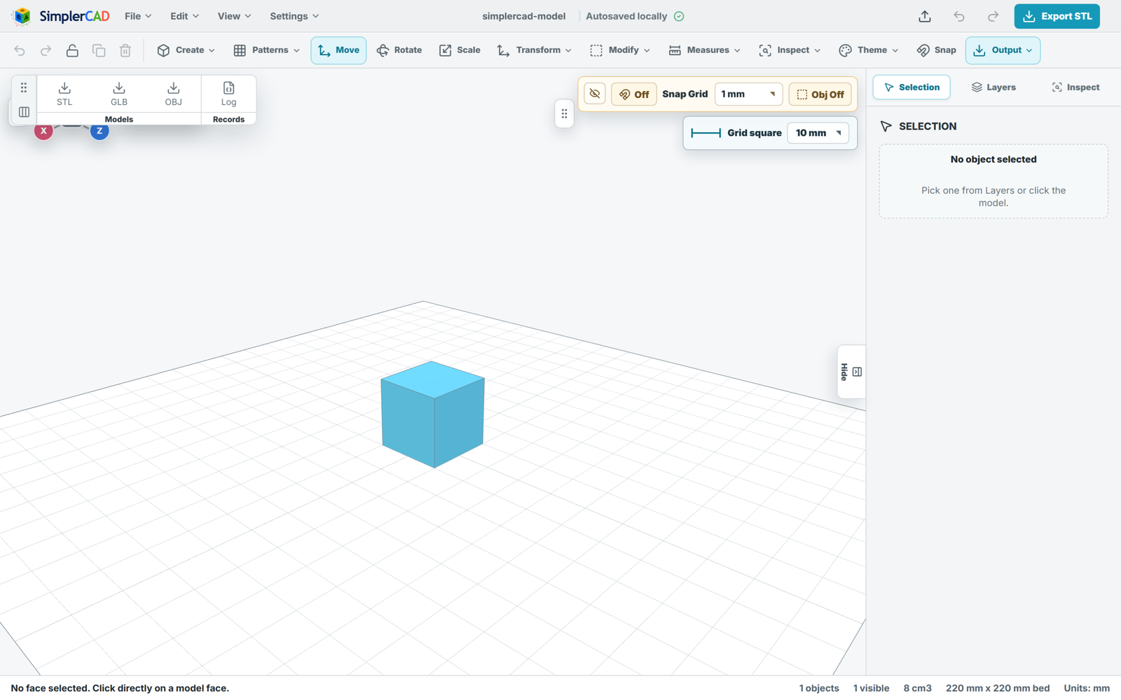 Export formats in the Output palette