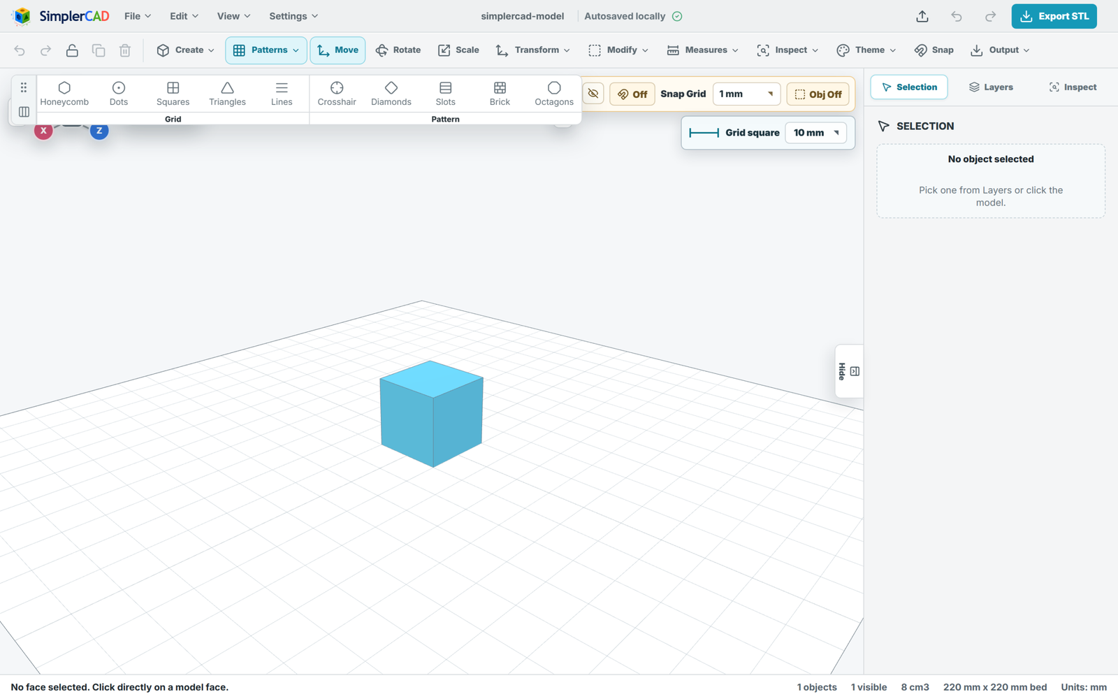The Pattern library with adjustable cell and aperture sizes